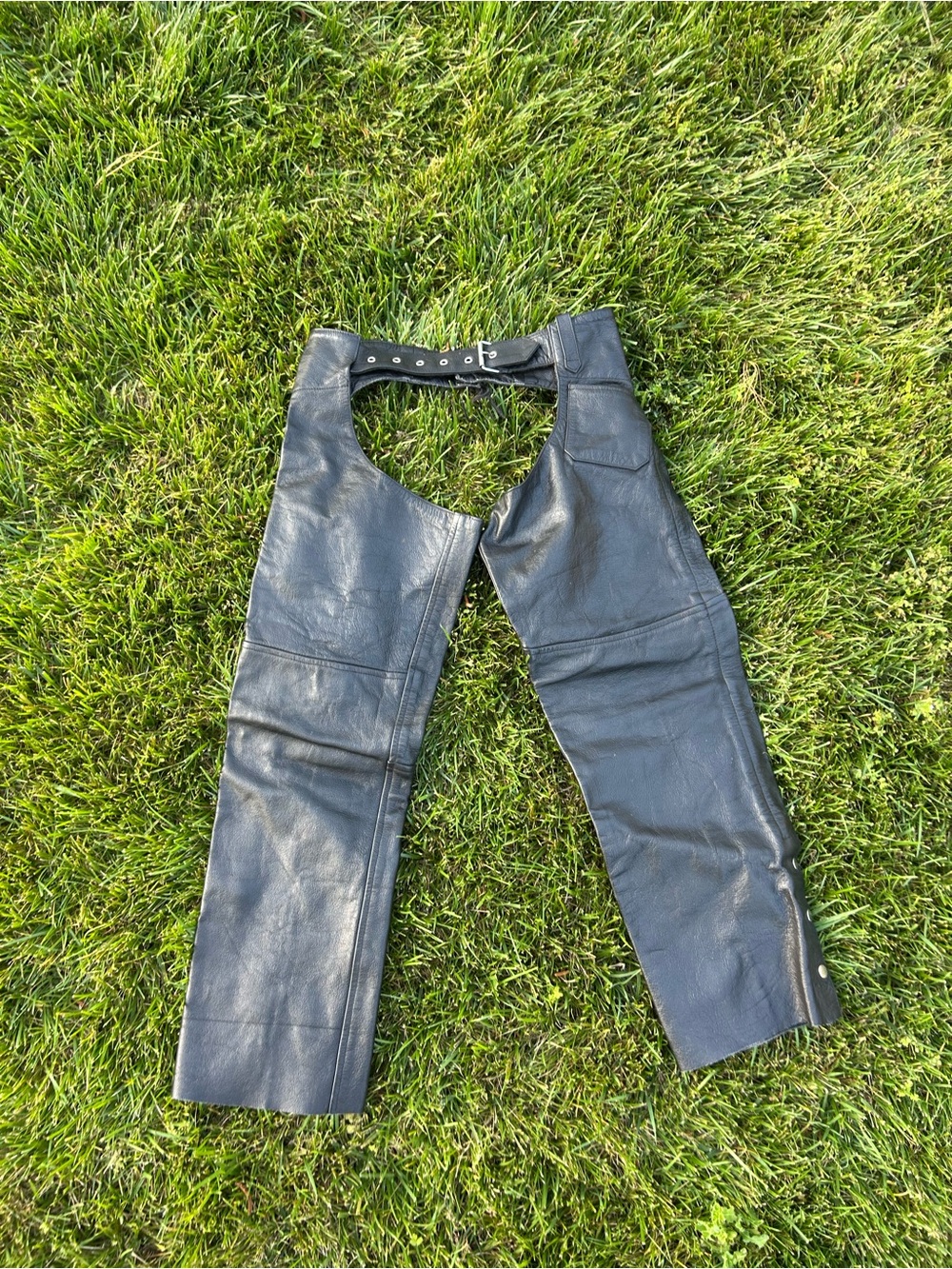 Black Antelope Creek Leather Motorcycle Chaps Size small men vintage